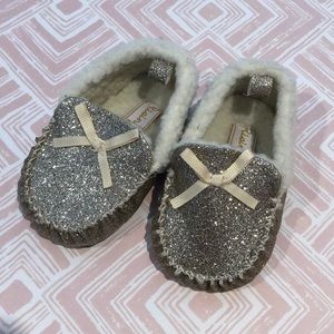 Glitter Gold Baby Moccasins